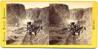 338 - First Construction Train passing the Palisades, Ten Mile Canyon