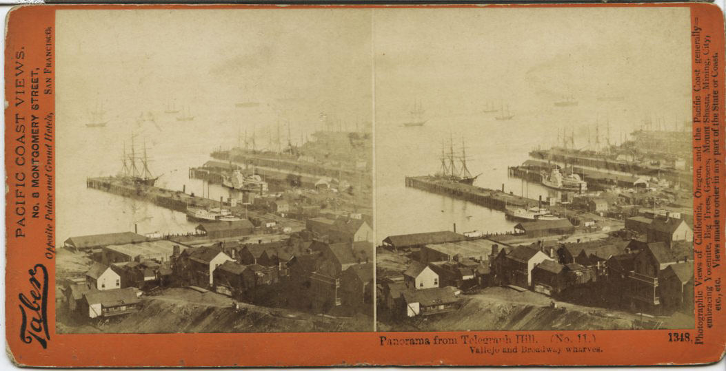 Watkins #1348 - Panorama from Telegraph Hill (No. 11). Vallejo and Broadway Wharves.