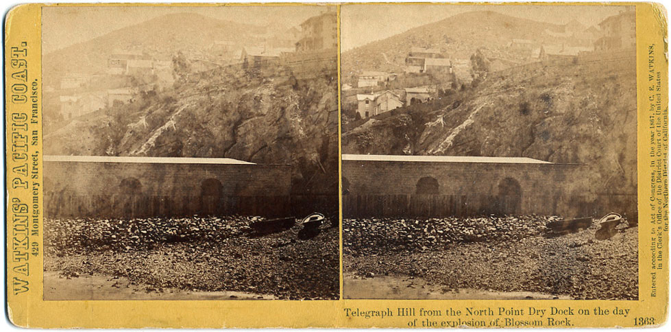 Watkins #1363 - Telegraph Hill from the North Point Dry Dock on the day of the explosion of Blossom Rock