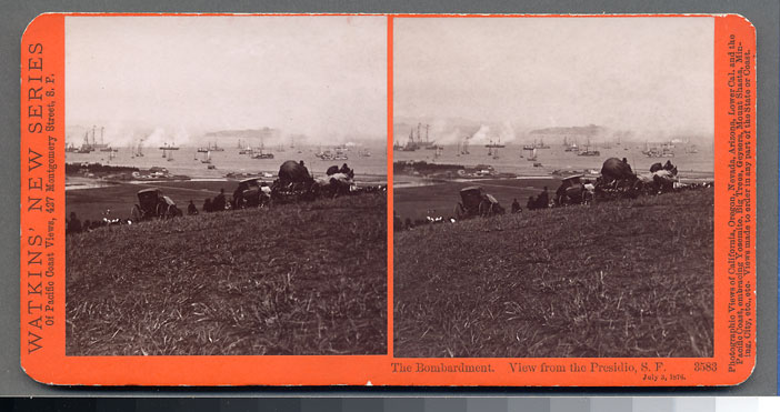 Watkins #3583 - The Bombardment, View from the Presidio, July 3, 1876.