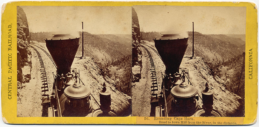 Watkins #56 - Rounding Cape Horn. Road to Iowa Hill from the river, in the distance