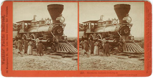 #323 - Shoshone Indians, looking at Locomotive